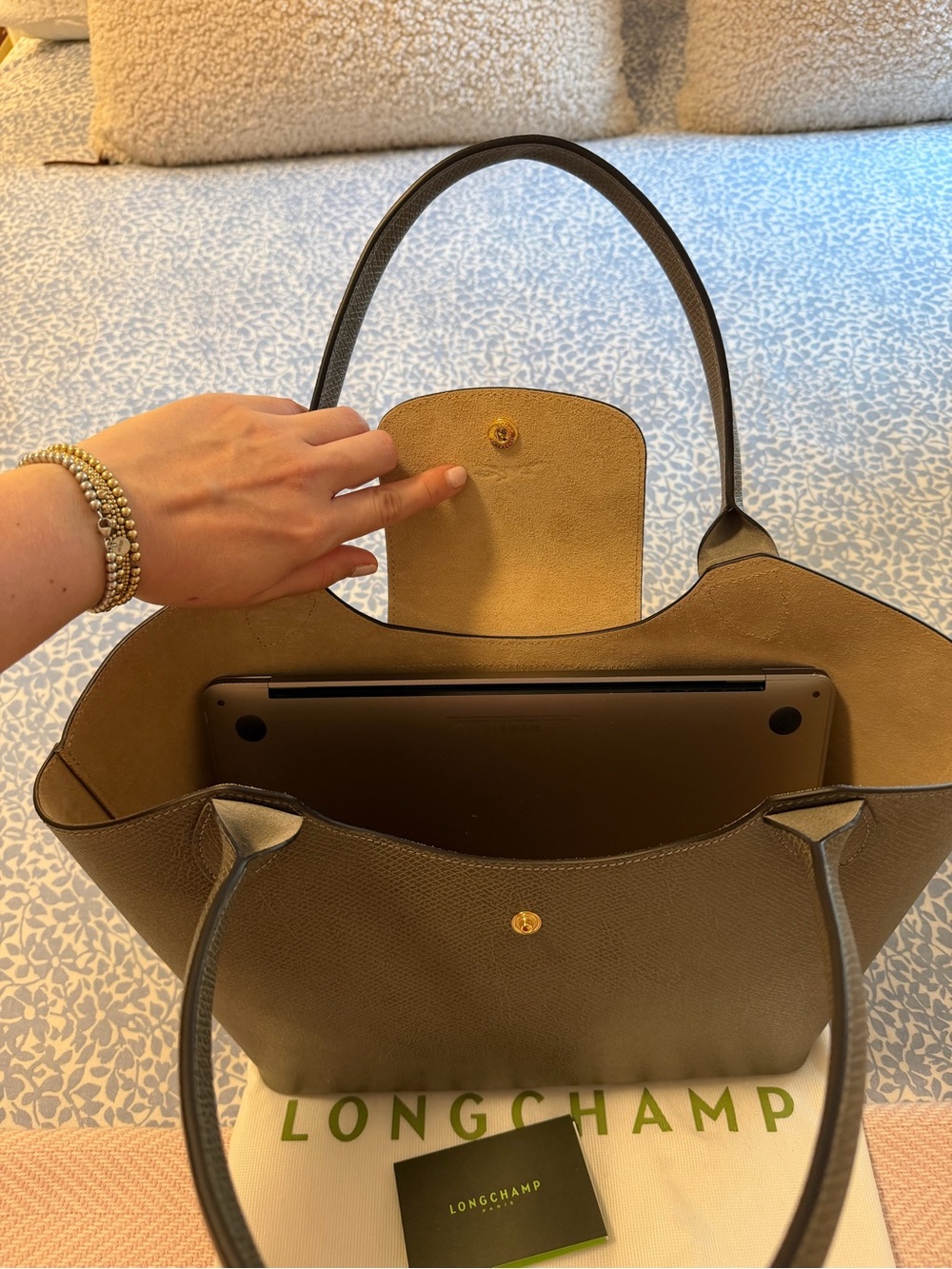 NWT LONGCHAMP ÉPURE L SHOULDER BAG - TURTLEDOVE 100% LEATHER - Picture 12 of 13
